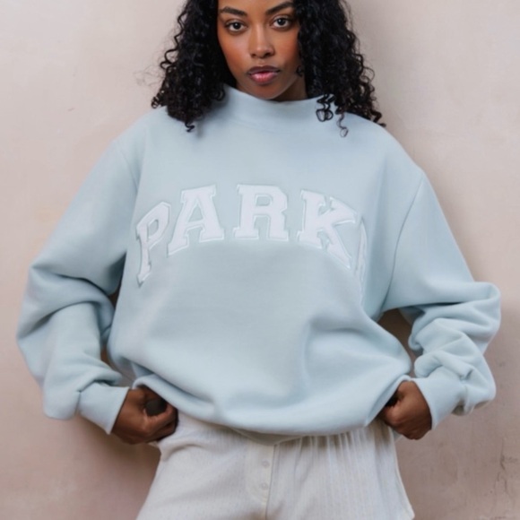 Parke Tops - Parke mock neck sweatshirt in blue